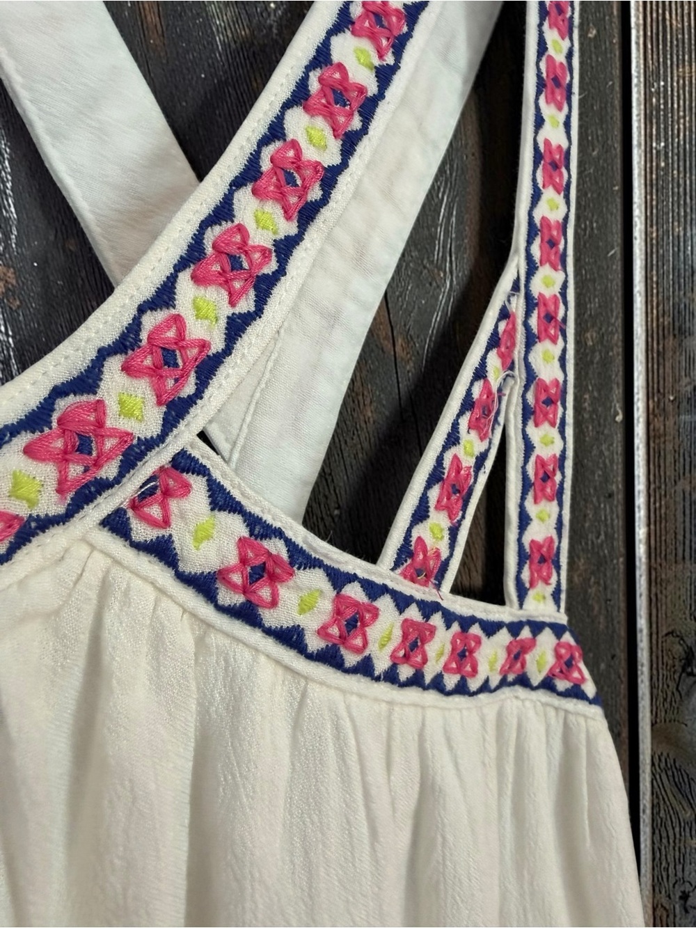 Altar'd State White Mini Dress with Pink Embroidered Trim - Picture 5 of 11